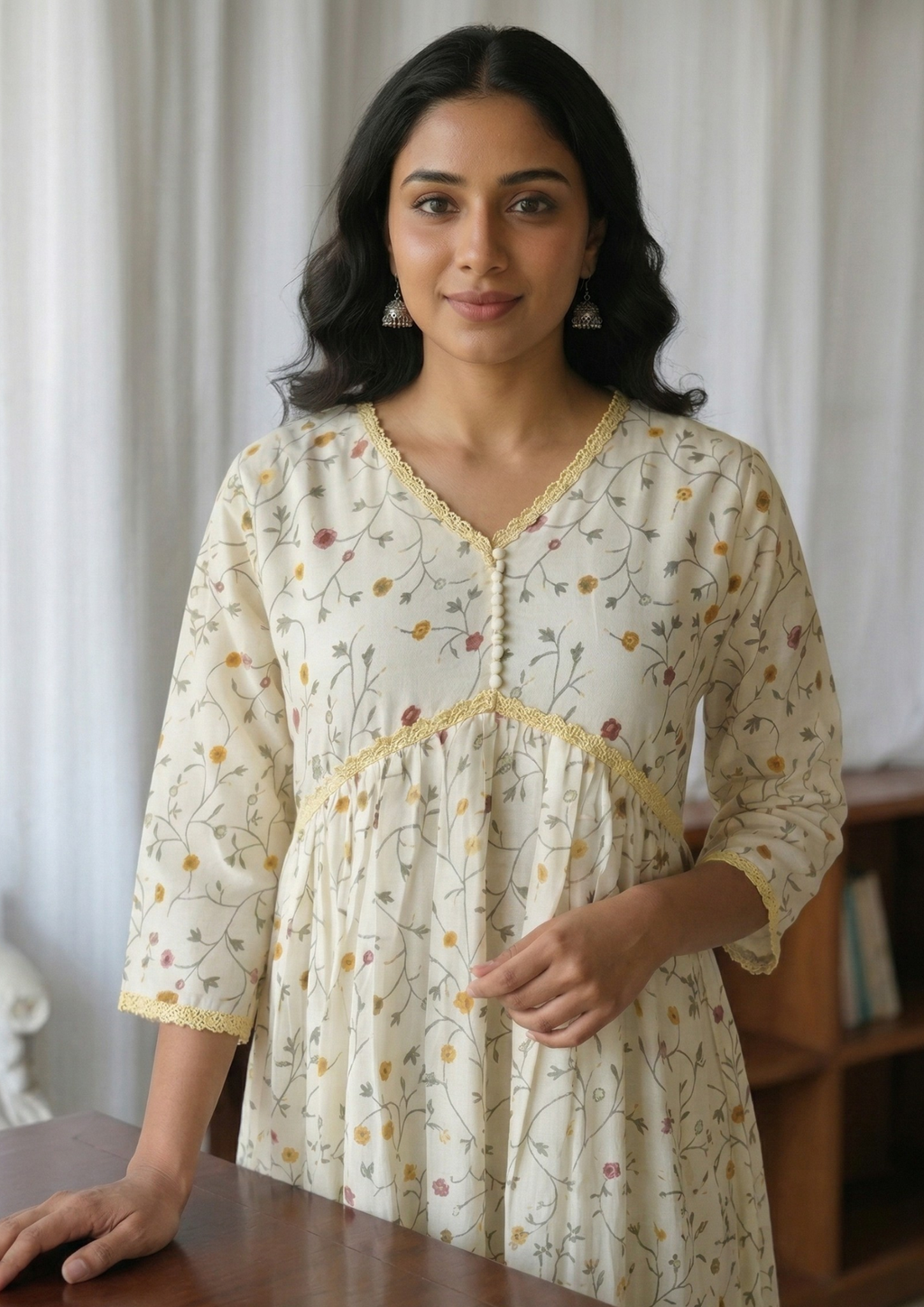 A-Linien Kleid aus Baumwolle mit Muster | Velnorah