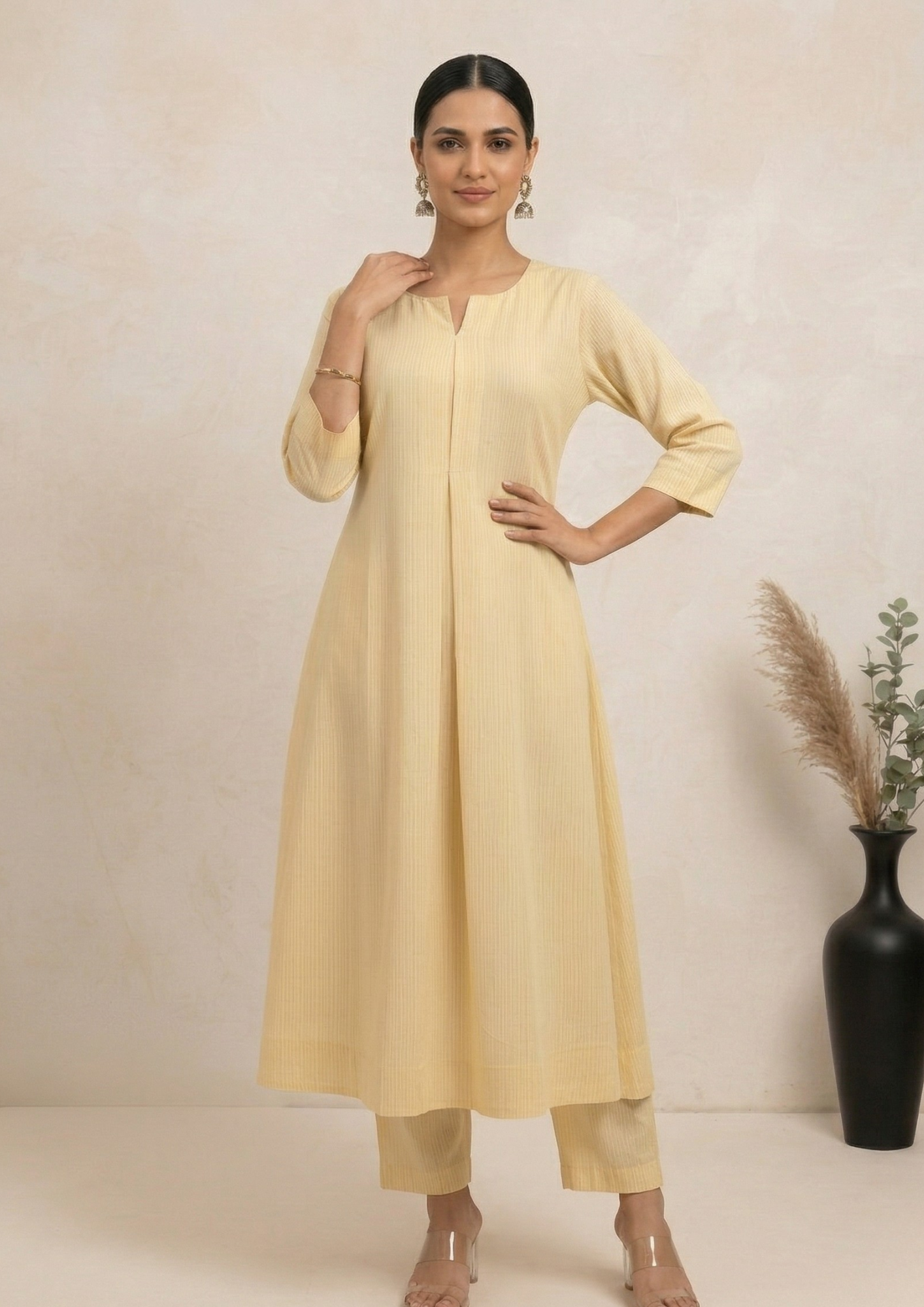 A-Linien Kleid aus Baumwolle mit Streifen | Velnorah