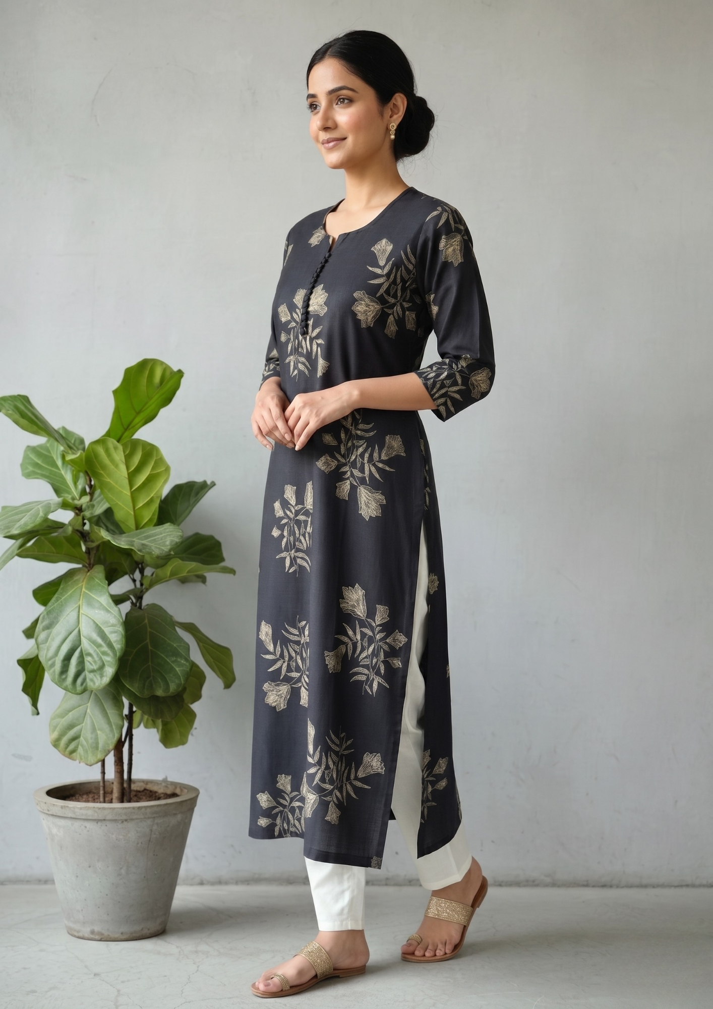 Elegante Bedruckte Gerade Kurta mit Allover-Print | Velnorah