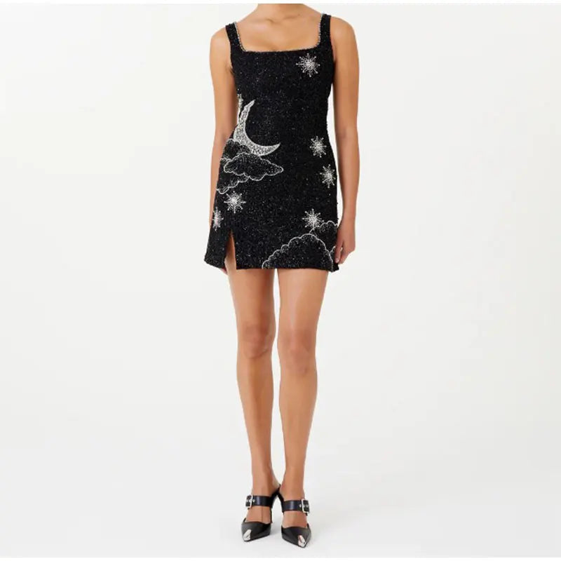 Ärmelloses Mini-Kleid mit Pailletten für Abendveranstaltungen-Velnorah