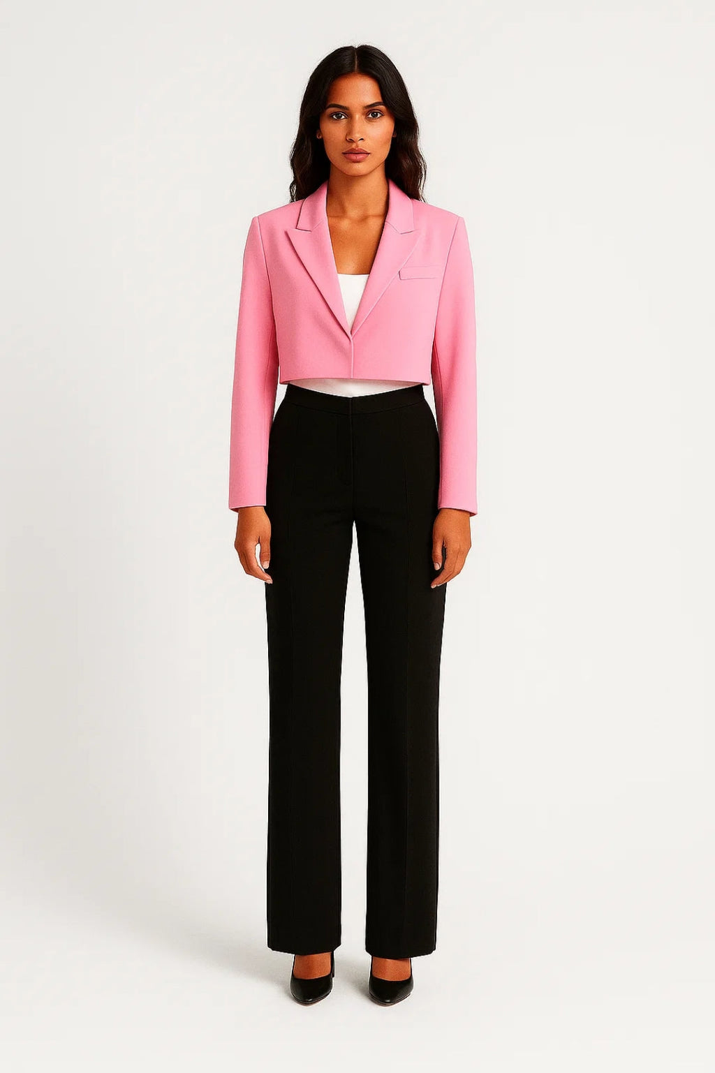 Blazer Damen Cropped Reverskragen Tailliert Casual Formal-Velnorah