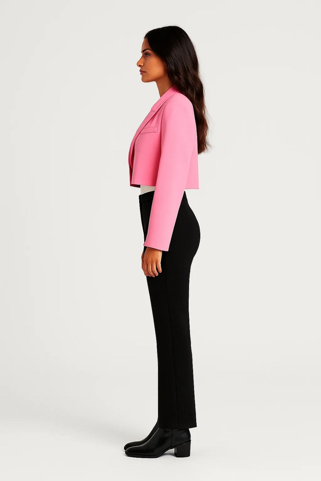 Blazer Damen Cropped Reverskragen Tailliert Casual Formal-Velnorah