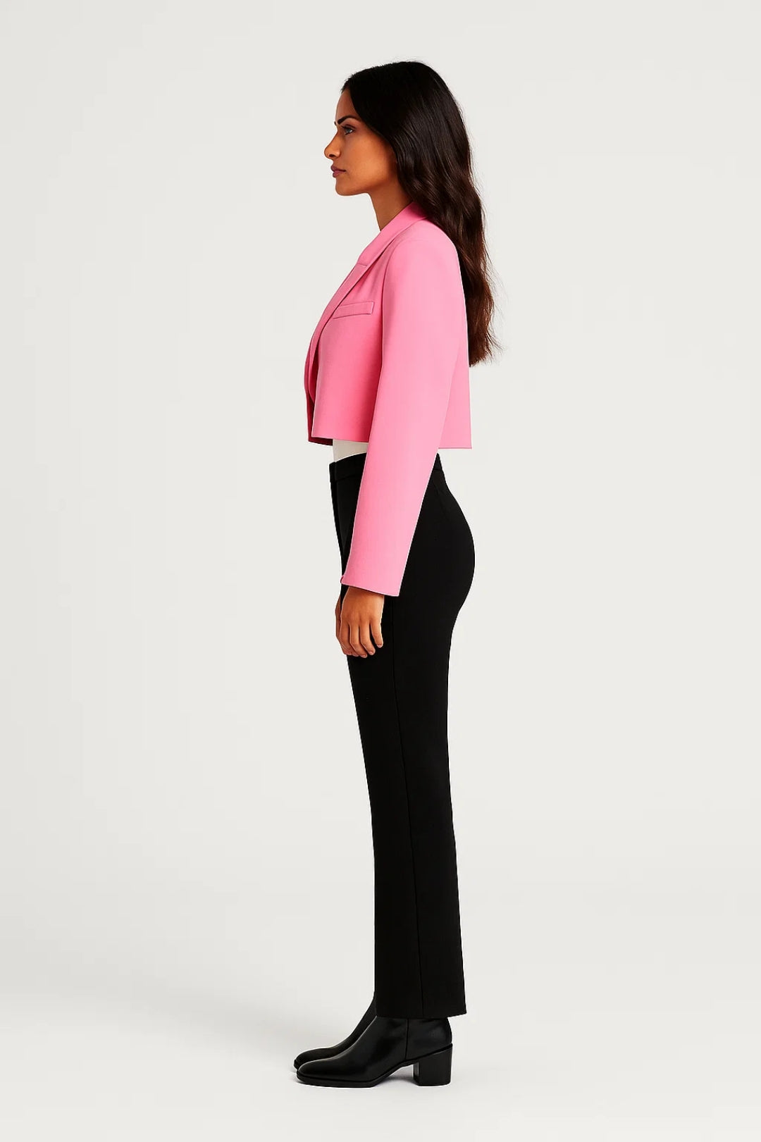 Blazer Damen Cropped Reverskragen Tailliert Casual Formal-Velnorah