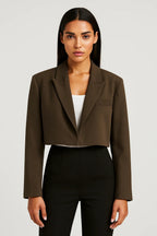 Blazer Damen Cropped Reverskragen Tailliert Casual Formal-Velnorah