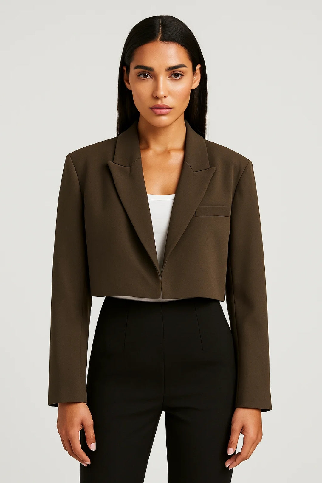 Blazer Damen Cropped Reverskragen Tailliert Casual Formal-Velnorah