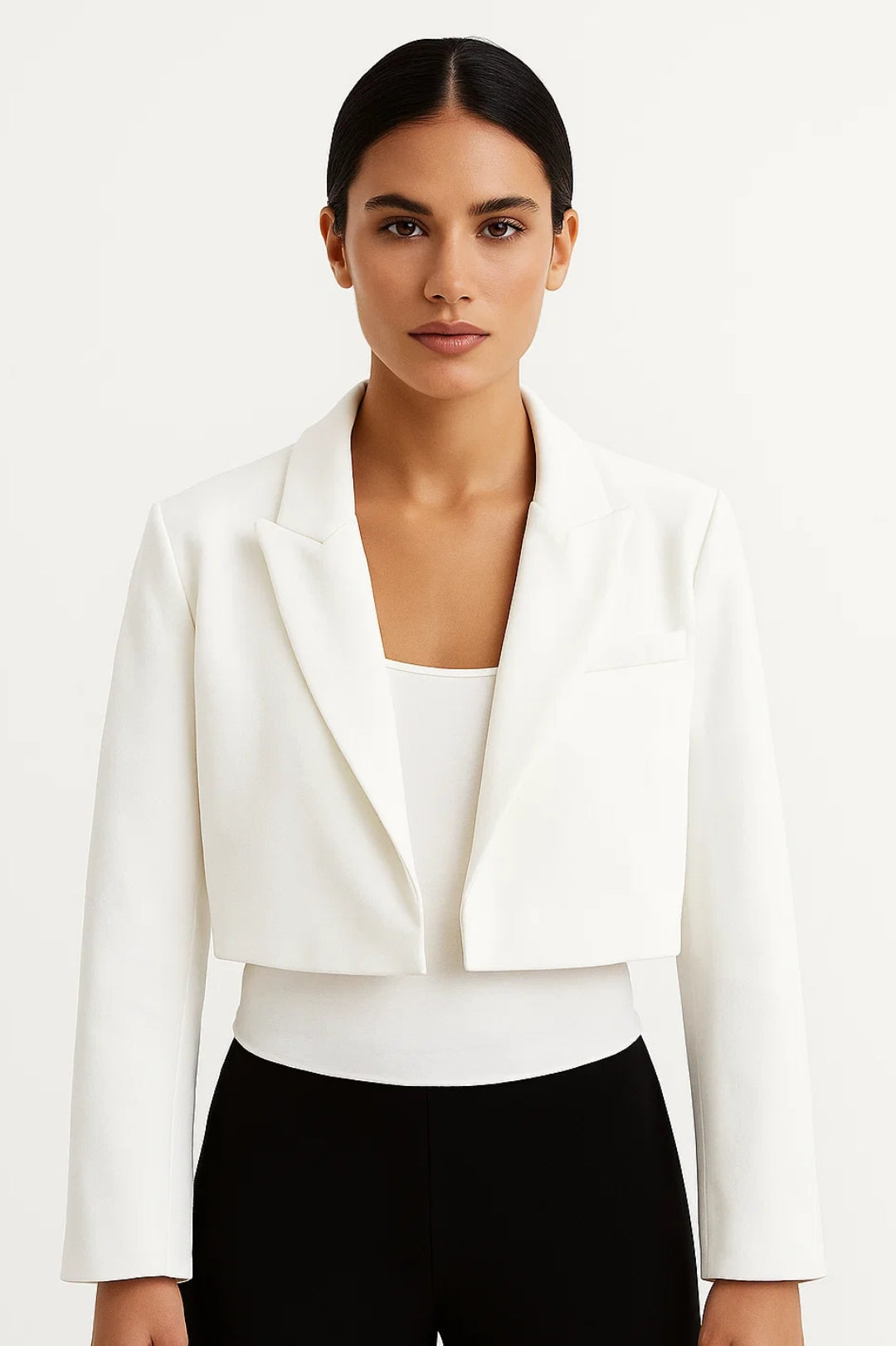 Blazer Damen Cropped Reverskragen Tailliert Casual Formal-Velnorah