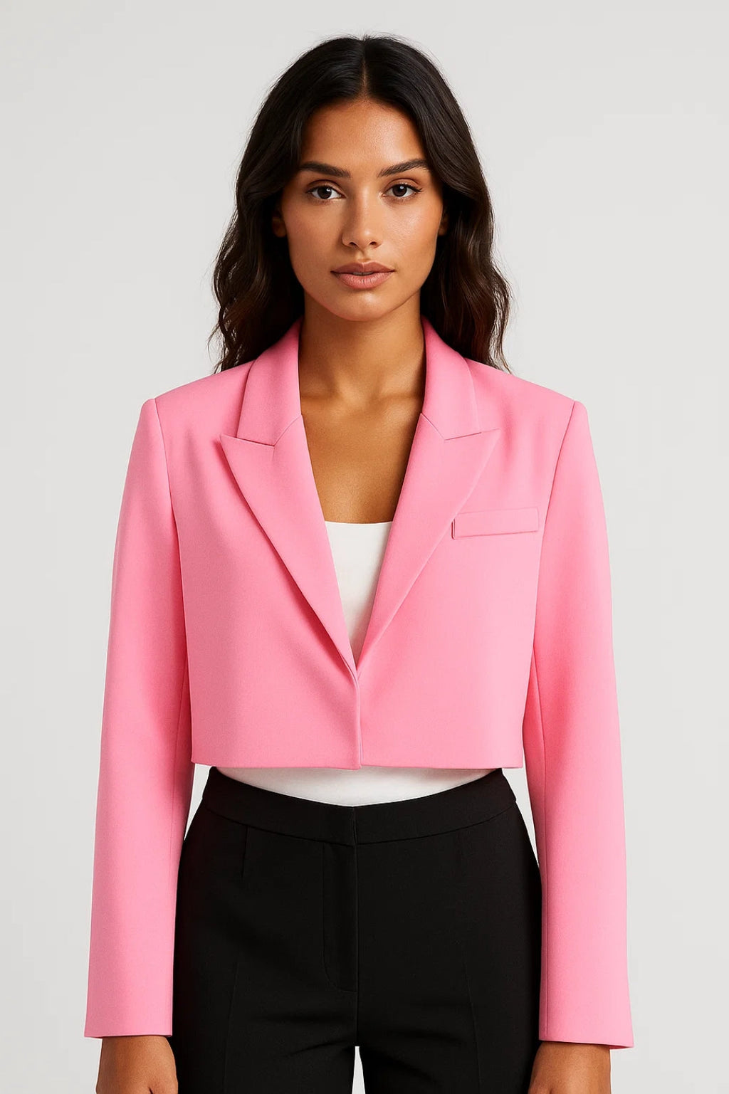 Blazer Damen Cropped Reverskragen Tailliert Casual Formal-Velnorah