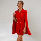 Blazer Kleid Mit Cape Und Gürtel Für Frauen-Velnorah