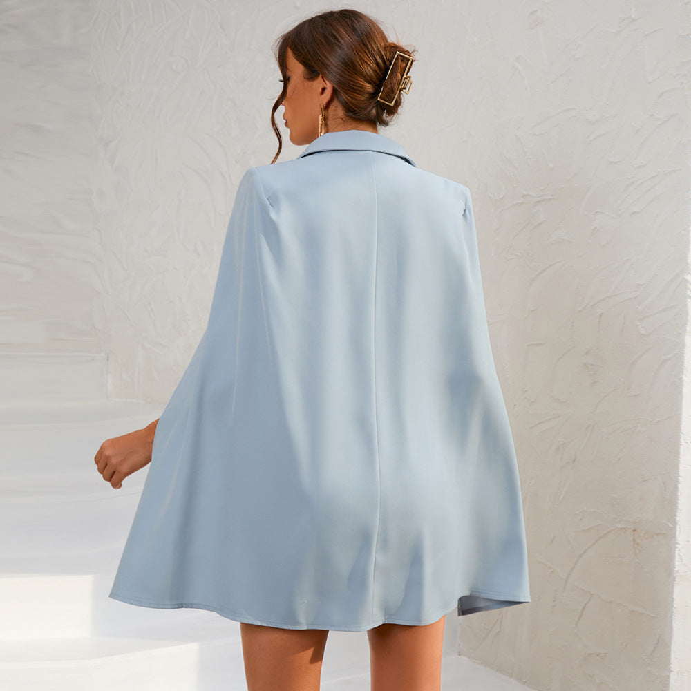 Blazer Kleid Mit Cape Und Gürtel Für Frauen-Velnorah