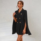 Blazer Kleid Mit Cape Und Gürtel Für Frauen-Velnorah