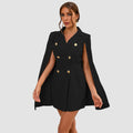 Blazer Kleid Mit Cape Und Gürtel Für Frauen-Velnorah