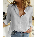 Bluse Damen Relaxed Fit Knopfverschluss Runder Hals Casual Sommer-Velnorah