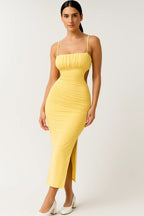 Bodycon Midi Kleid Damen Träger Sommer Casual-Velnorah