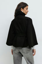 Cape Jas Damen Regular Fit Hoher Kragen Schleife Gürtel Winter-Velnorah