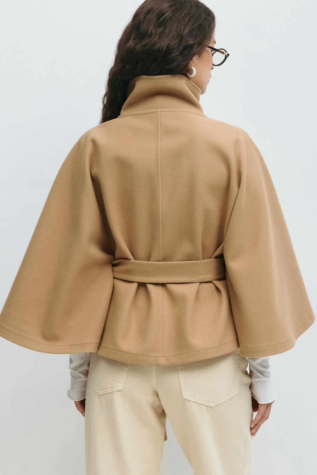Cape Jas Damen Regular Fit Hoher Kragen Schleife Gürtel Winter-Velnorah
