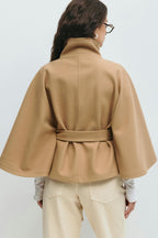 Cape Jas Damen Regular Fit Hoher Kragen Schleife Gürtel Winter-Velnorah