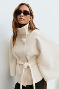 Cape Jas Damen Regular Fit Hoher Kragen Schleife Gürtel Winter-Velnorah