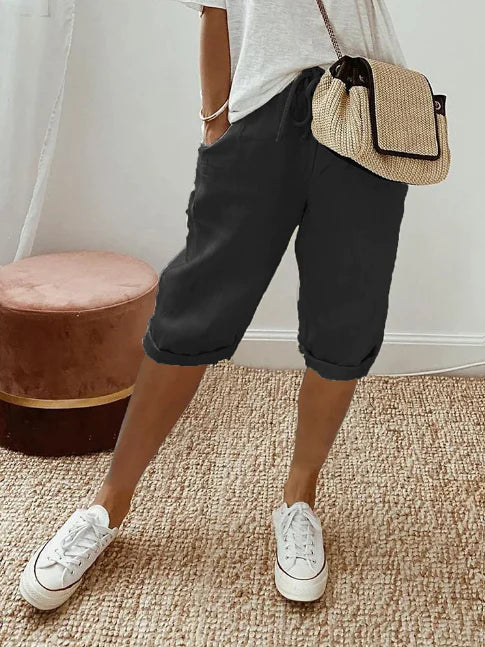 Capri Hose Damen Elastischer Bund Lange Ärmel Sommer Freizeit-Velnorah