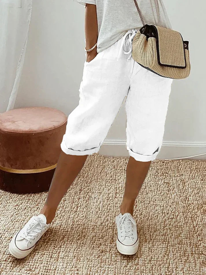 Capri Hose Damen Elastischer Bund Lange Ärmel Sommer Freizeit-Velnorah