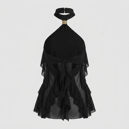 Chiffon Haltertop Damen Rüsche Formal-Velnorah