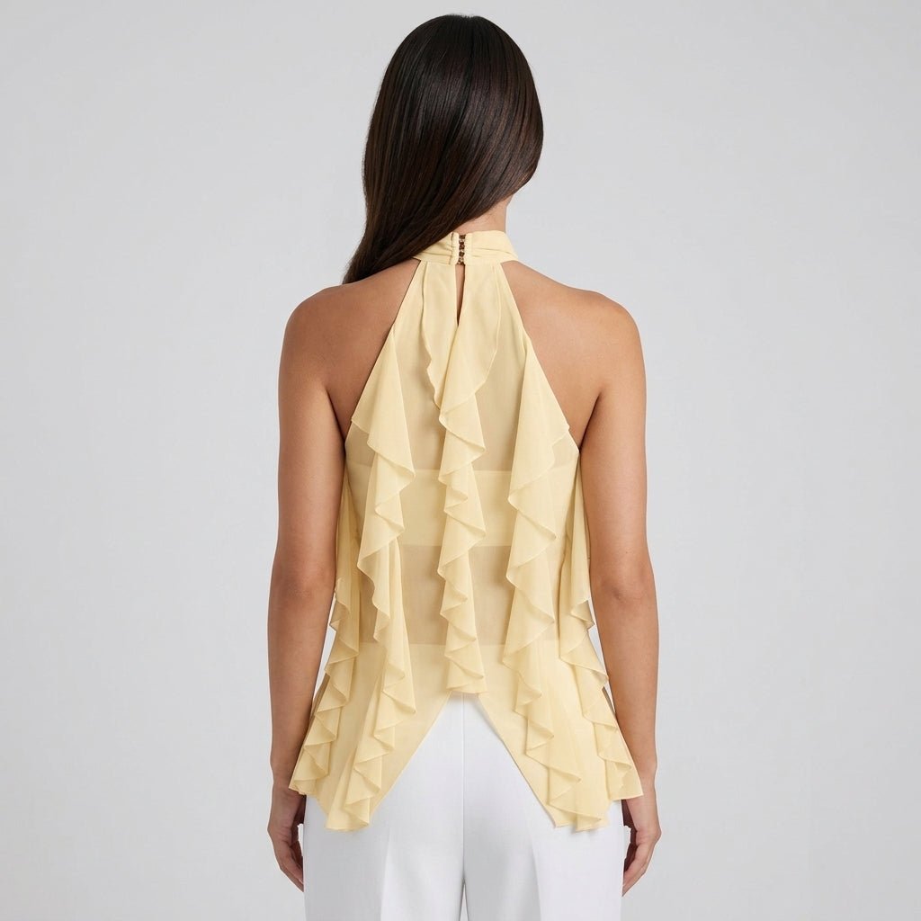 Chiffon Haltertop Damen Rüsche Formal-Velnorah