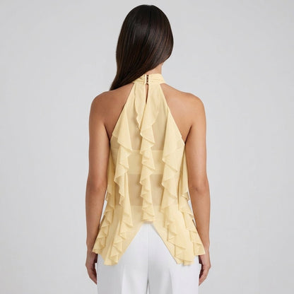 Chiffon Haltertop Damen Rüsche Formal-Velnorah