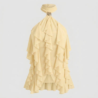 Chiffon Haltertop Damen Rüsche Formal-Velnorah