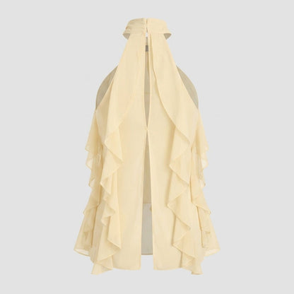 Chiffon Haltertop Damen Rüsche Formal-Velnorah