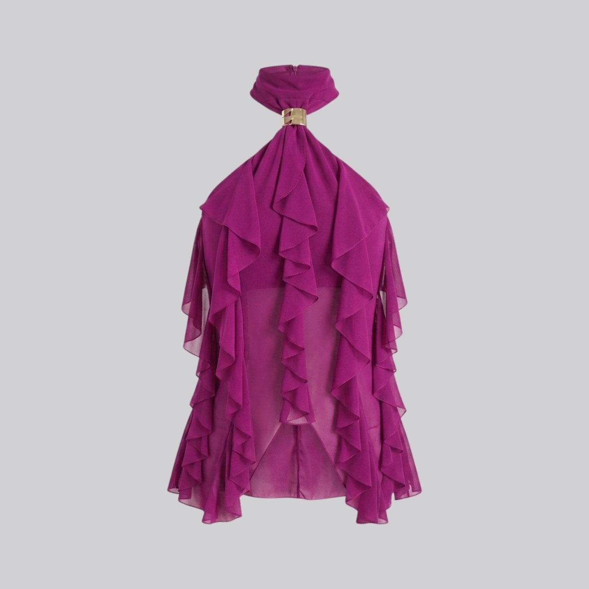 Chiffon Haltertop Damen Rüsche Formal-Velnorah