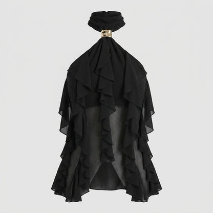 Chiffon Haltertop Damen Rüsche Formal-Velnorah