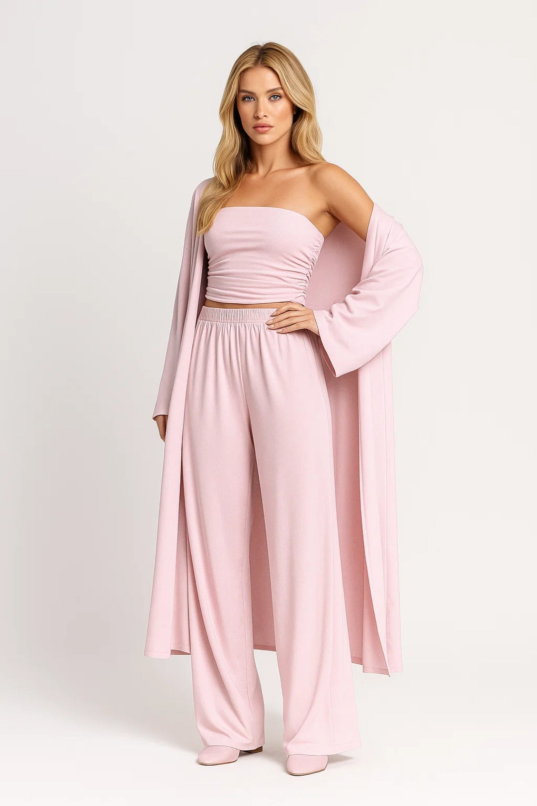 Co-Ord Set Damen Lange Hose Weste Strapless Top-Velnorah