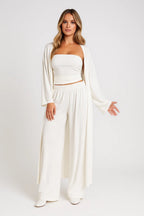 Co-Ord Set Damen Lange Hose Weste Strapless Top-Velnorah