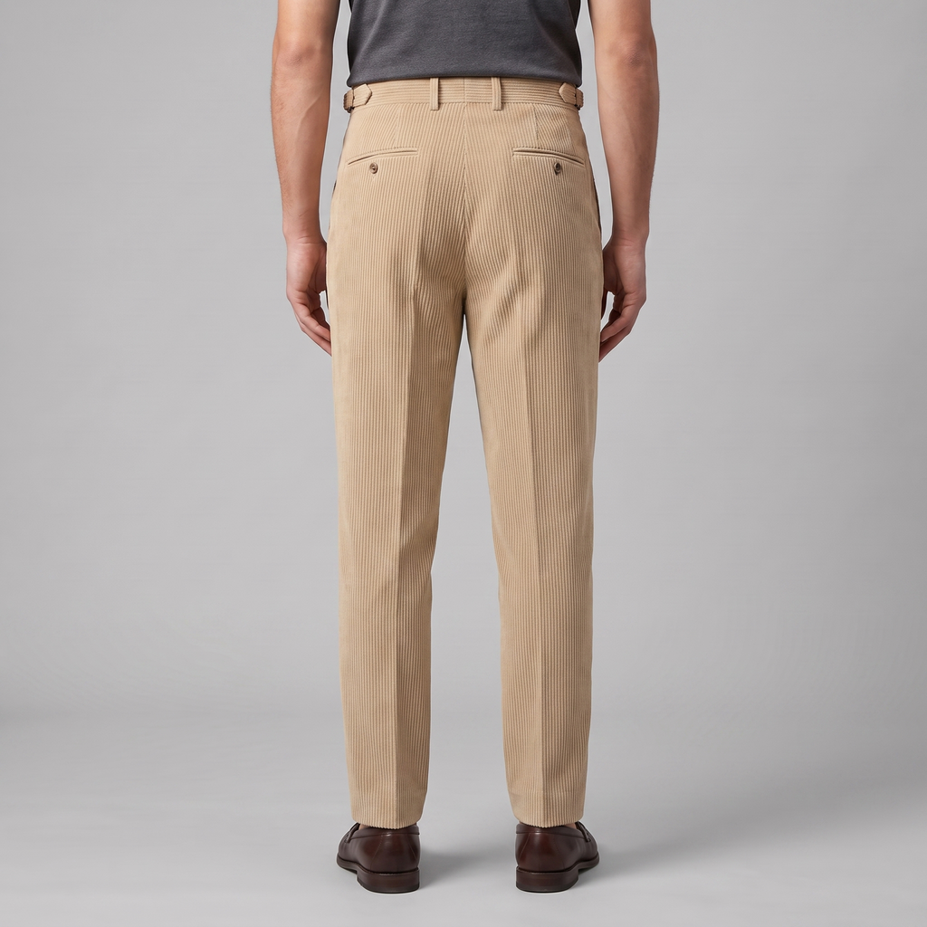 Corduroy Faltenhose Herren Klassisch Formal-Velnorah