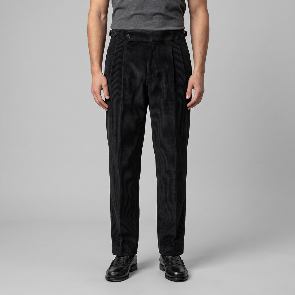 Corduroy Faltenhose Herren Klassisch Formal-Velnorah