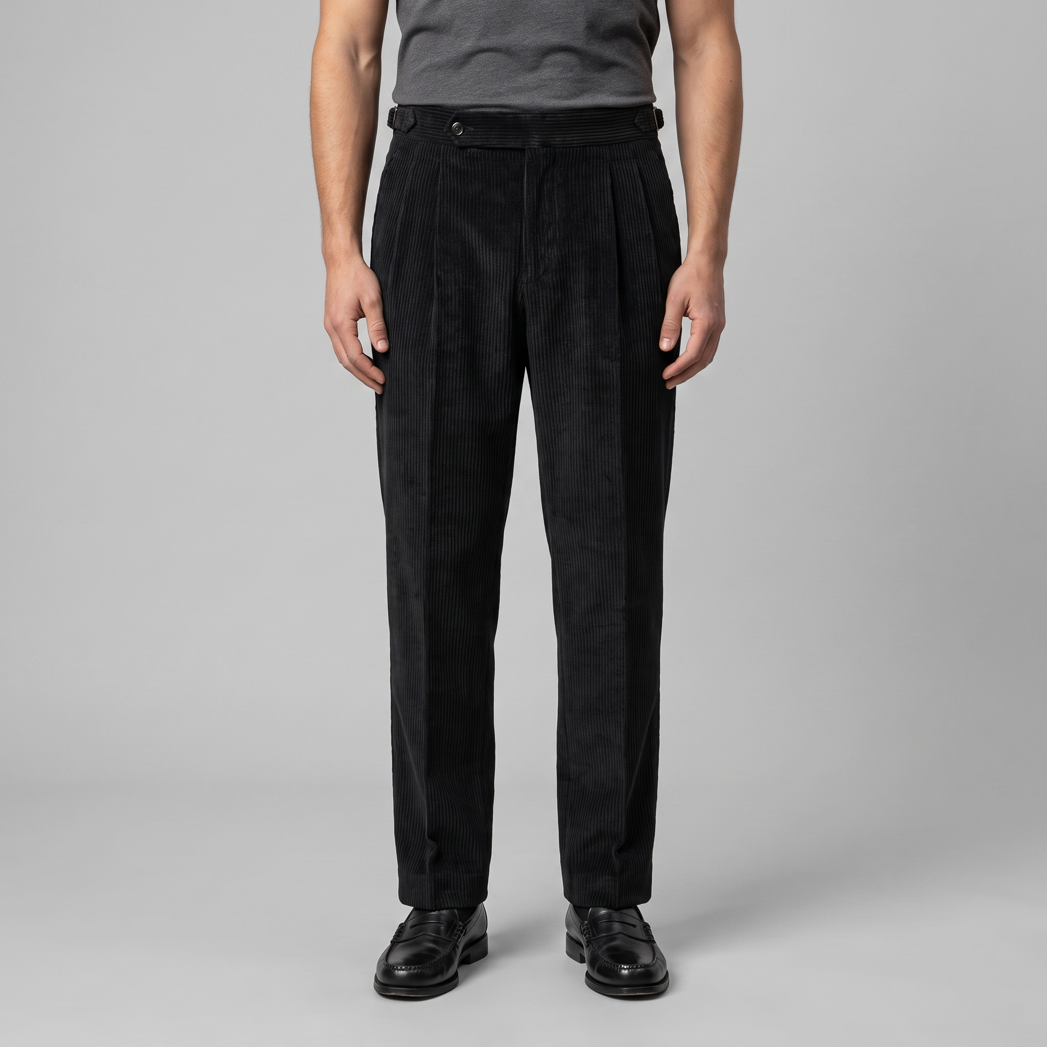 Corduroy Faltenhose Herren Klassisch Formal-Velnorah