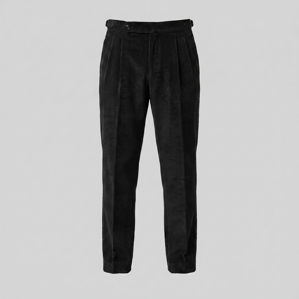 Corduroy Faltenhose Herren Klassisch Formal-Velnorah