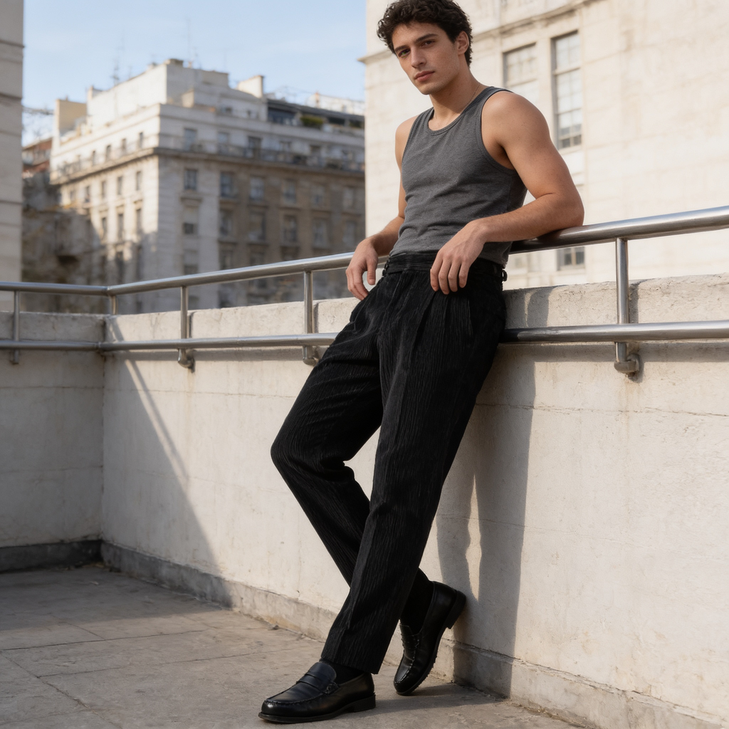 Corduroy Faltenhose Herren Maßgeschneidert Klassisch Winter-Velnorah