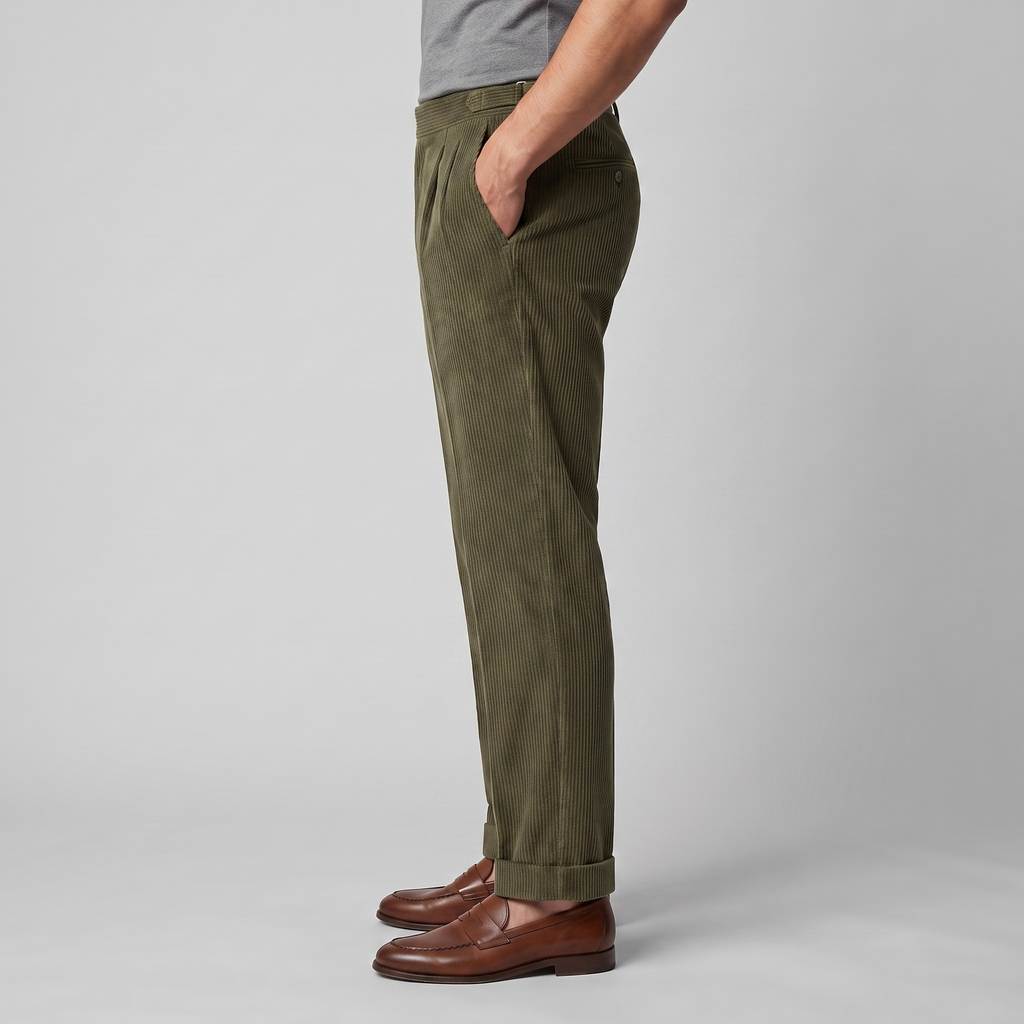 Corduroy Faltenhose Herren Maßgeschneidert Klassisch Winter-Velnorah