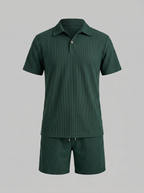 Corduroy Poloshirt und Shorts Set Herren Slim Fit-Velnorah