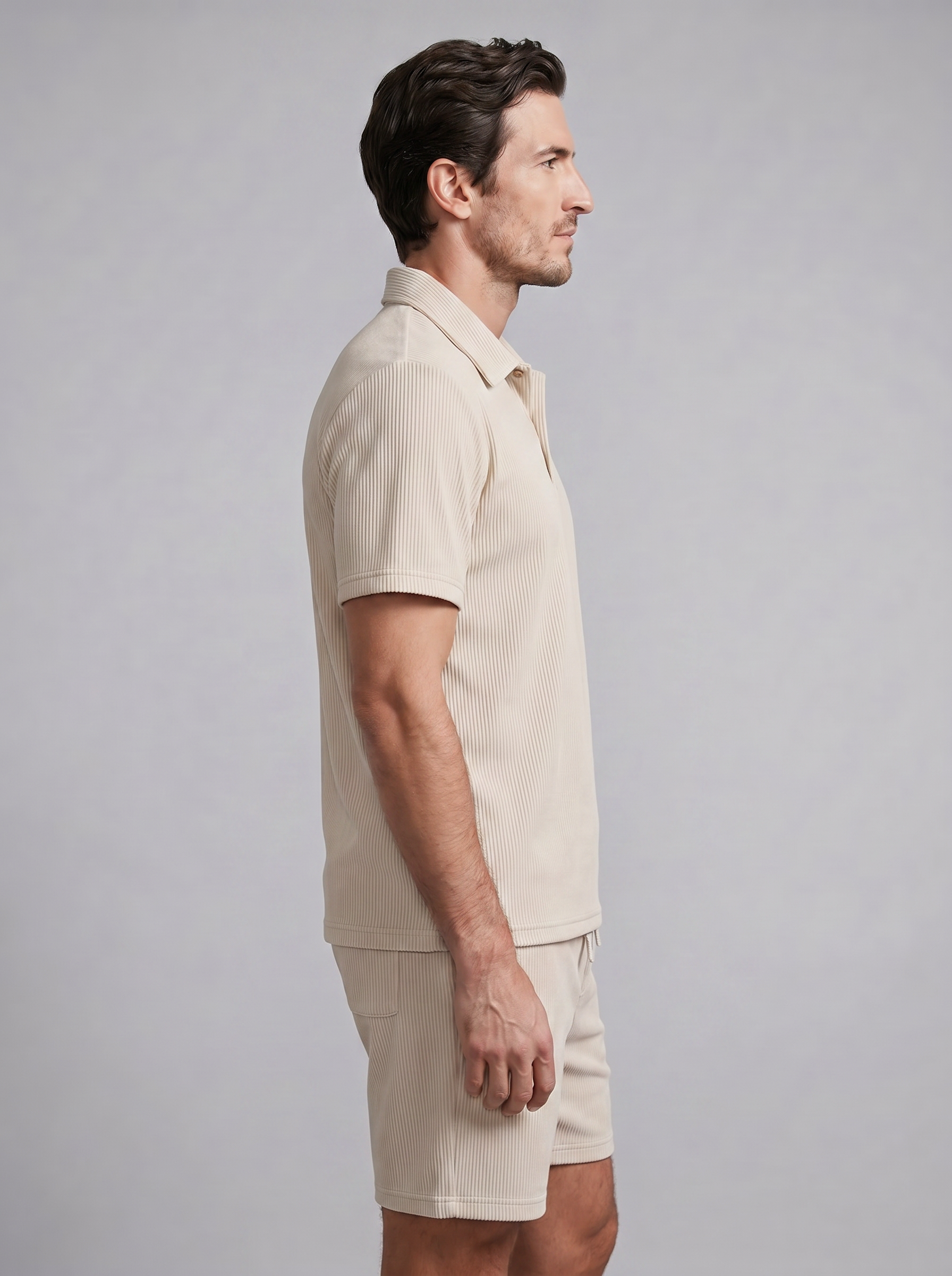 Corduroy Poloshirt und Shorts Set Herren Slim Fit-Velnorah