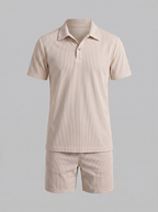 Corduroy Poloshirt und Shorts Set Herren Slim Fit-Velnorah