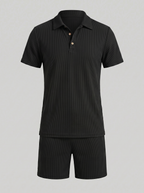 Corduroy Poloshirt und Shorts Set Herren Slim Fit-Velnorah