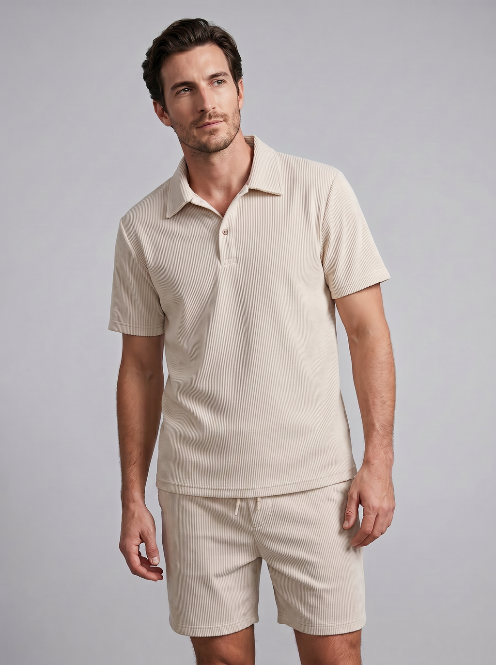 Corduroy Poloshirt und Shorts Set Herren Slim Fit-Velnorah