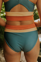 Damen Bikini-Set Colorblock mit Cut-Back-Rücken
