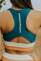 Damen Bikini-Set Colorblock mit Cut-Back-Rücken