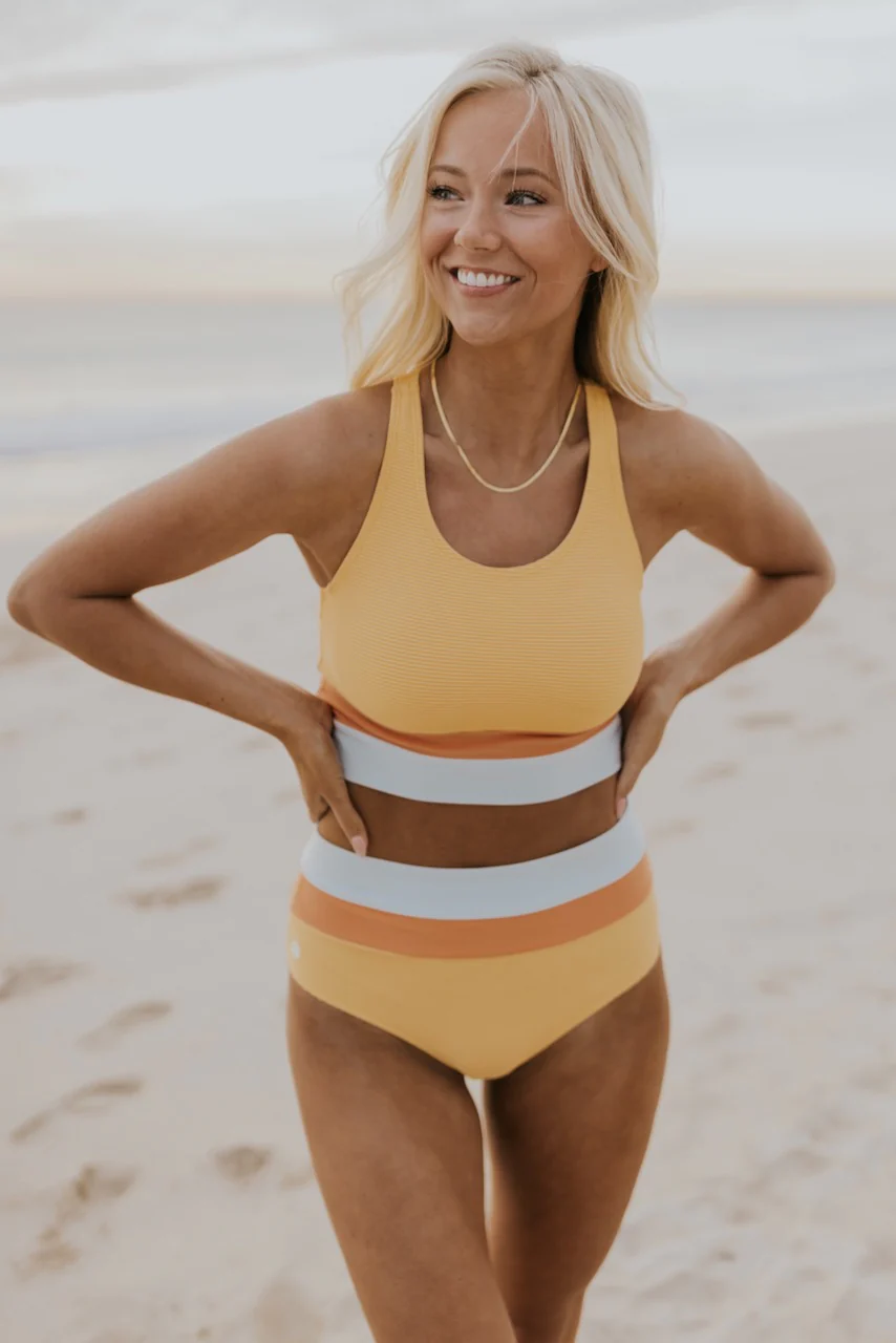 Damen Bikini-Set Colorblock mit Cut-Back-Rücken