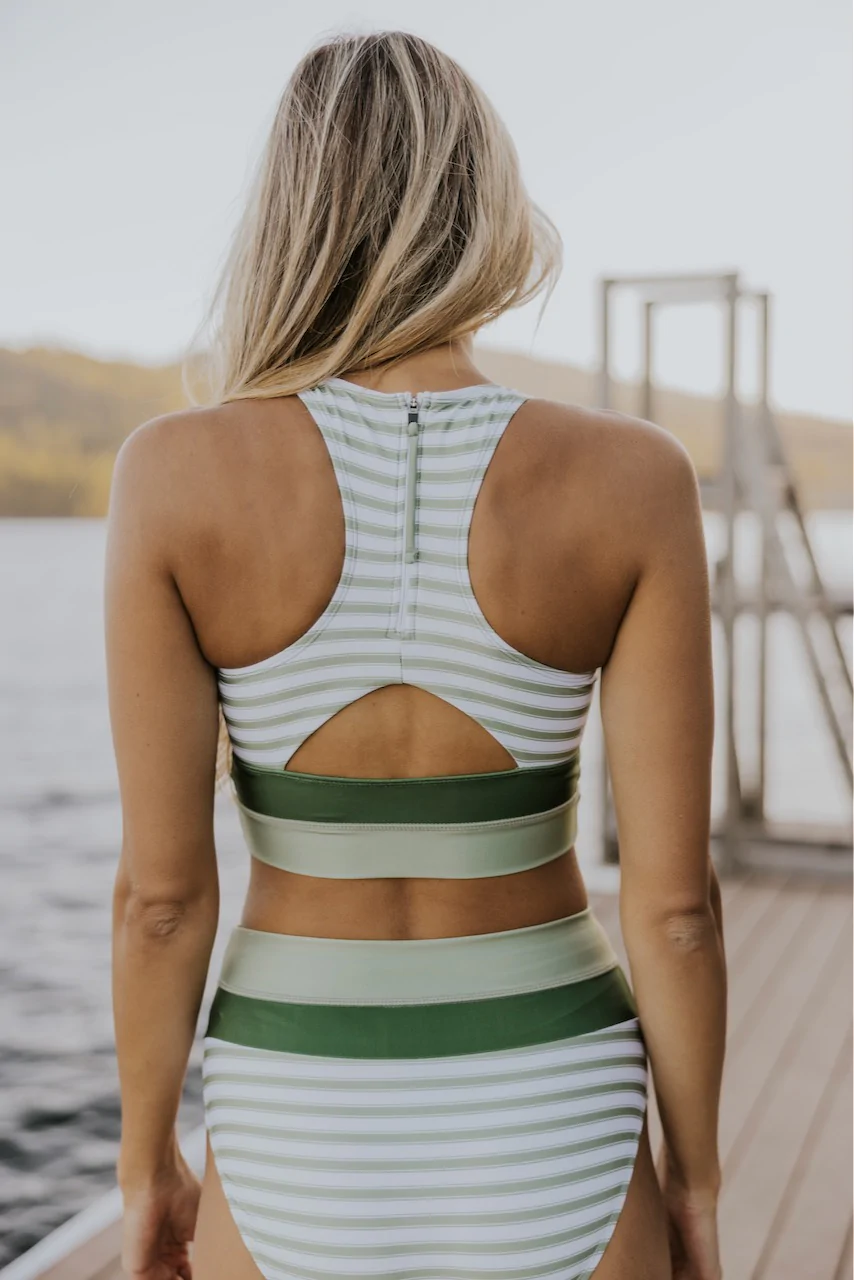 Damen Bikini-Set Colorblock mit Cut-Back-Rücken