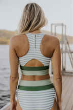 Damen Bikini-Set Colorblock mit Cut-Back-Rücken