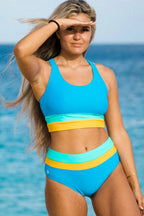 Damen Bikini-Set Colorblock mit Cut-Back-Rücken