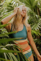 Damen Bikini-Set Colorblock mit Cut-Back-Rücken